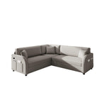 85.1' L-Shaped Sofa Bed with USB Port and Pocket.