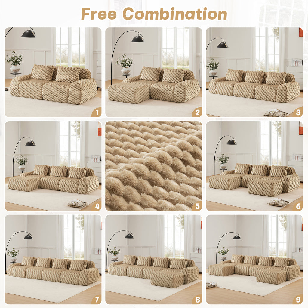 Free combination layout options for Modern Modular Sofa - U-Shaped Sectional | 4-Seater Comfort, allowing customizable room arrangements.
