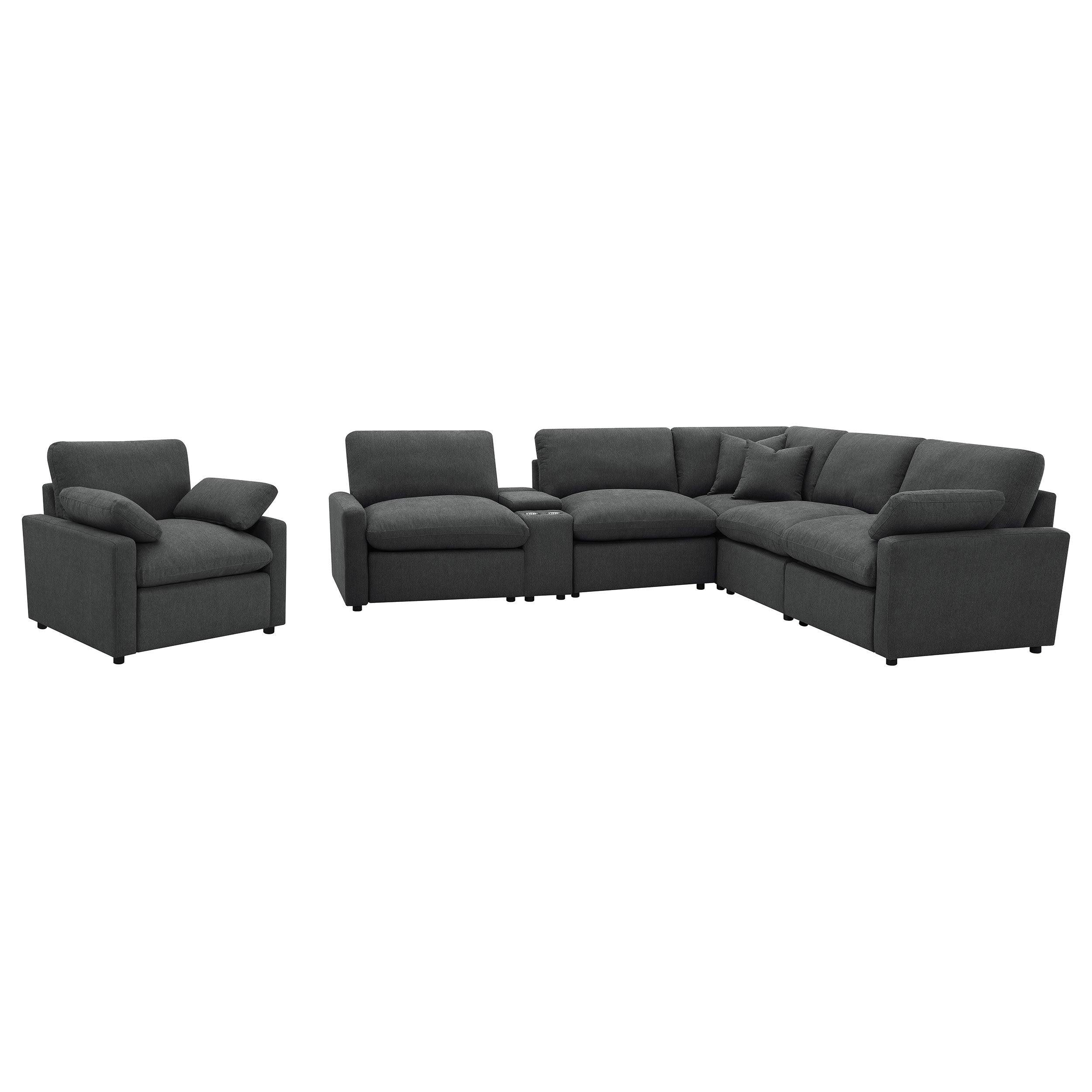 Hollander Dark Grey Modular Power Reclining Sectional Sofa.