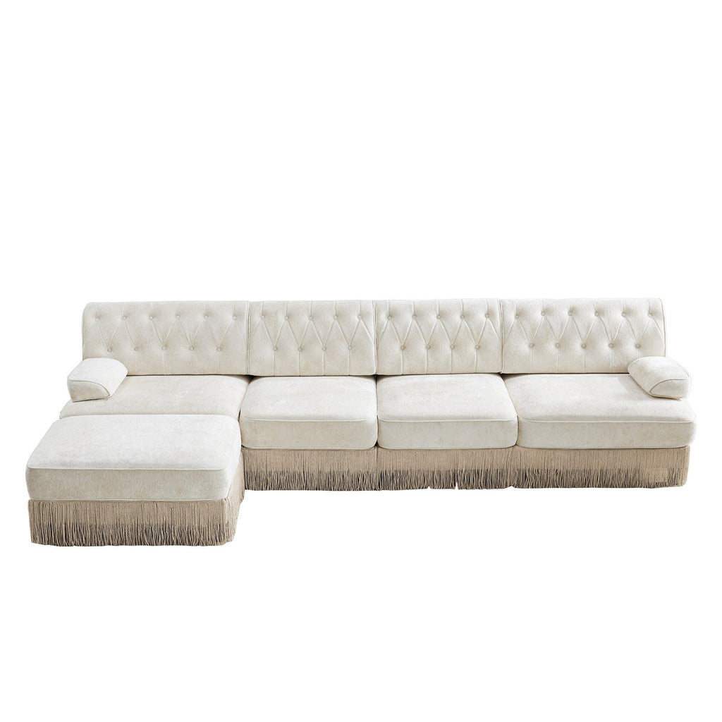 Beige Velvet Chesterfield Sofa for Living Rooms & Bedrooms.