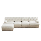 Beige Velvet Chesterfield Sofa for Living Rooms & Bedrooms.