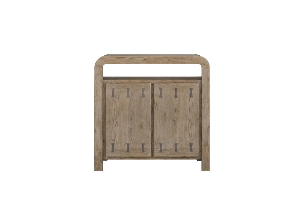 Oak Veneer Bar Cabinet with Wine Storage.