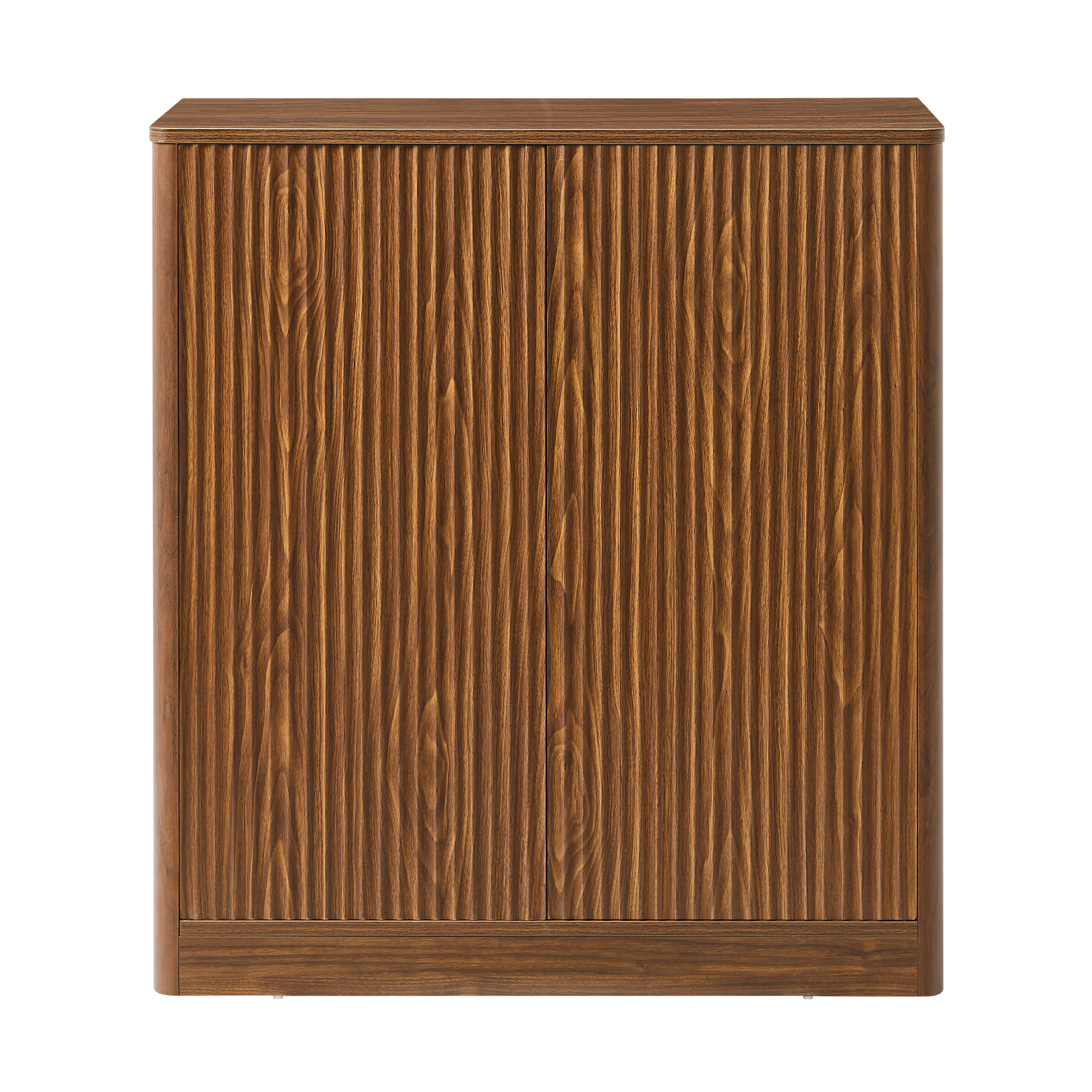 Walnut 31.5-inch Sideboard Cabinet with Curved Design.
