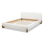 Alpine Platform Bed Queen in Ivory White Boucle.
