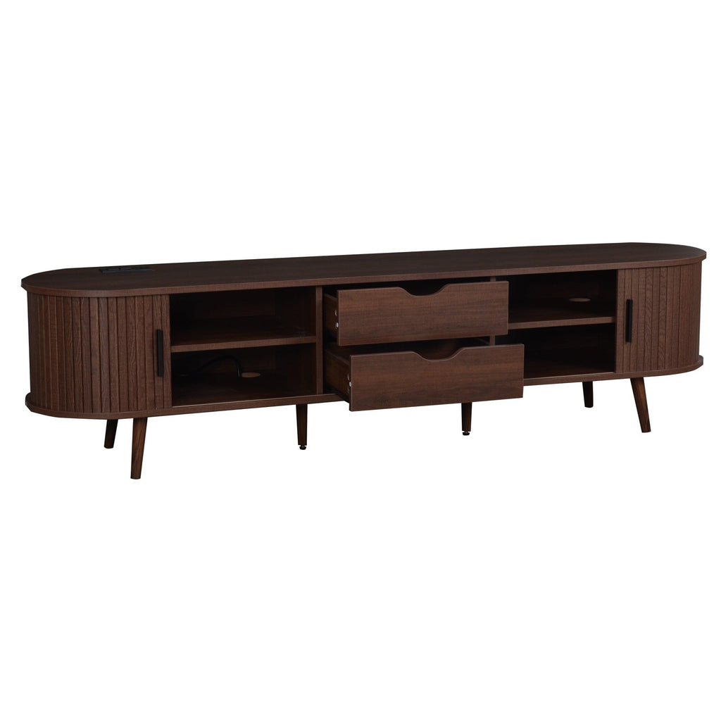 Mid Century Modern TV Stand for 70-Inch TVs with Power Outlet.