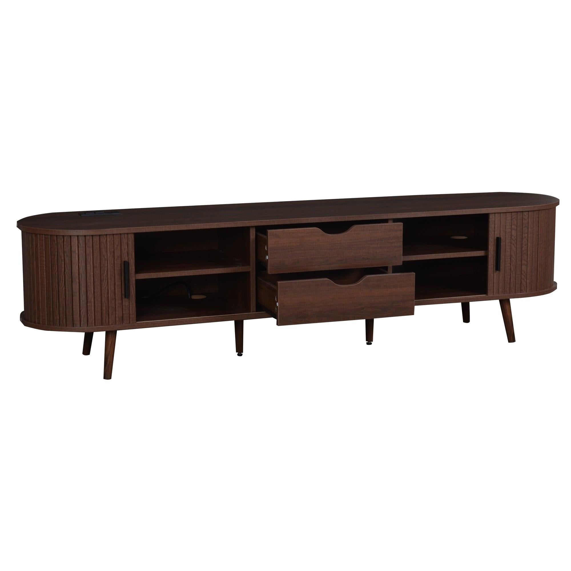 Mid Century Modern TV Stand for 70-Inch TVs with Power Outlet.