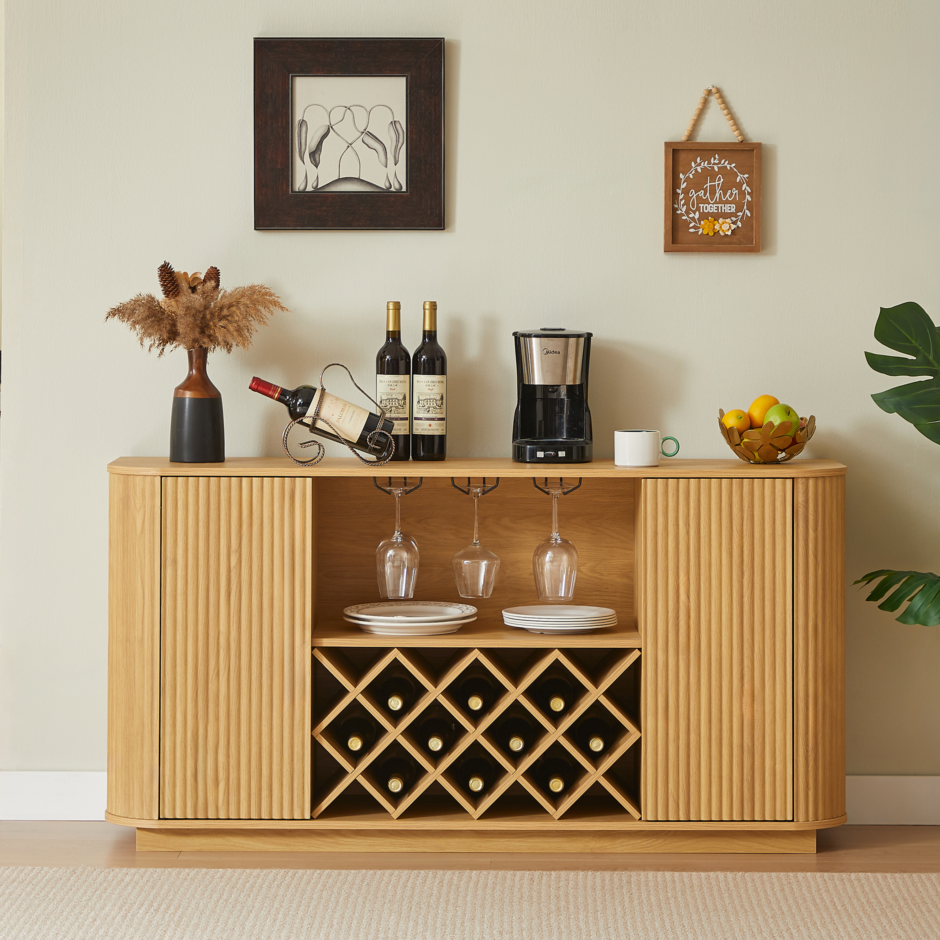 Modern Sideboard with Wine Storage and Glassware Holder