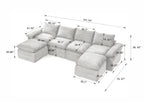 Corduroy Cloud Sofa - Modern Living Room Furniture dimensions diagram, illustrating detailed measurements for modular sectional layout.