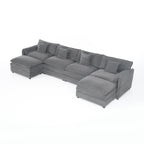 Modular Sectional Sofa Grey - Comfy 4-Seater Couch Set.