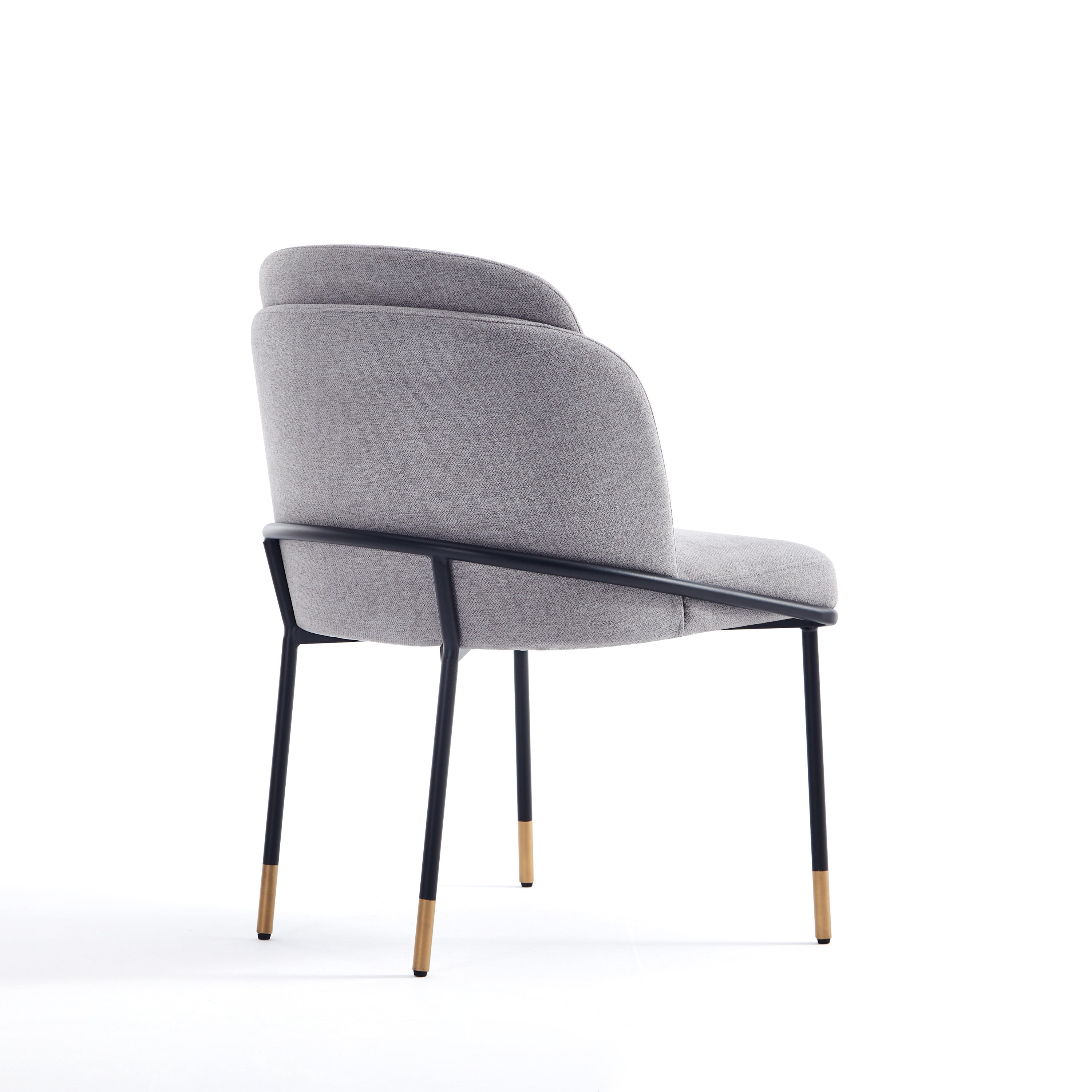 Angled rear view of Modern Dining Chair - Stylish Grey - Durable Metal Base highlighting the supportive back and elegant frame design.