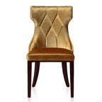 Reine Wood Upholstered Dining Chair in Antique Gold - Set of 2.
