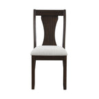 Front view of Espresso Finish Dining Chair featuring slat back and cushioned upholstered seat in contemporary design.