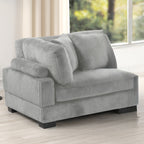 Corner piece of Bentley Modular Sectional Sofa in gray corduroy, with plush cushions and modern silhouette for stylish living rooms.