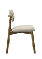 Mid-Century Modern Side Chair Set in Walnut and Beige.