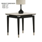 Sintered Stone End Table with dimensions 23.6 x 23.6 x 23.9 inches, featuring modern arrow legs and a marble-style top.
