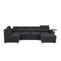 Black Sectional Sofa with Storage Ottoman for Comfortable Living.