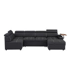 Black Sectional Sofa with Storage Ottoman for Comfortable Living.