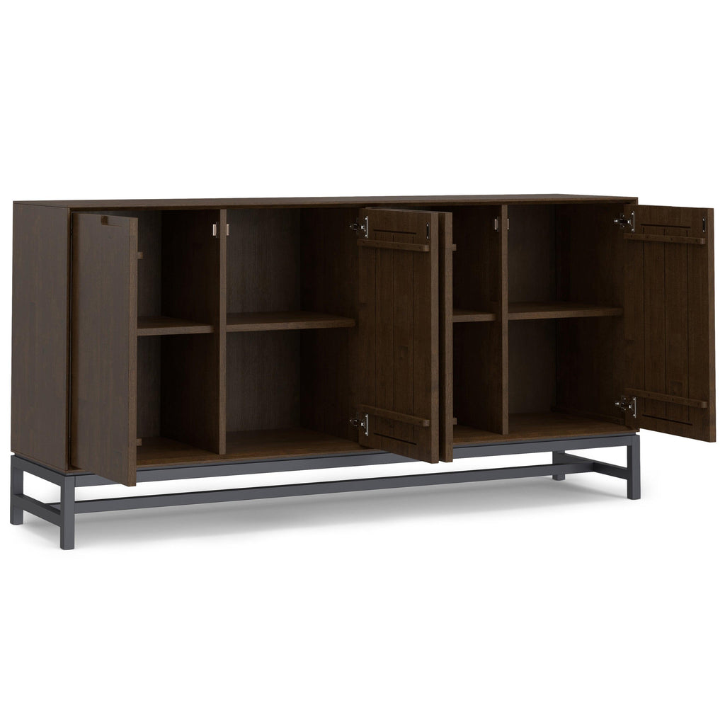 Walnut Brown 4 Door Sideboard Buffet for Storage.