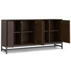 Walnut Brown 4 Door Sideboard Buffet for Storage.