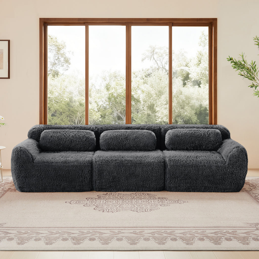 Dark gray Modular Sectional Sofa - Comfortable & Versatile Design with ergonomic back support and plush texture, perfect for cozy home setups.
