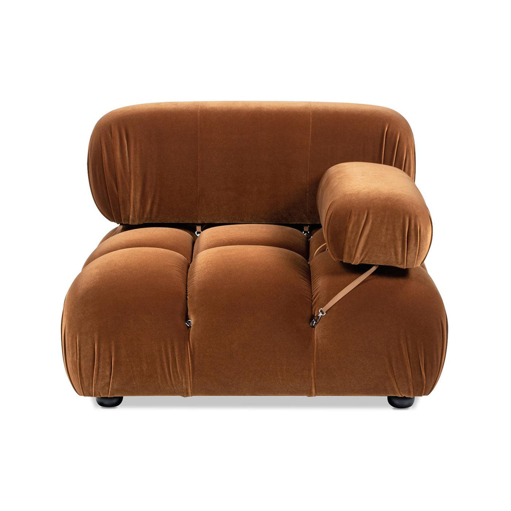 Marcel 36' Modular Modern Lounge Chair in Olive Green Velvet.