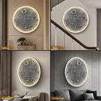 48-Inch Realistic Resin Moon Wall Light – Plug-In Dimmable LED Moon Sconce with Remote Control, 45 W Main & 20 W Night Light, Meteorite Crater Texture, 1.75″ Thick Wall-Mounted Décor for Home & Commer.