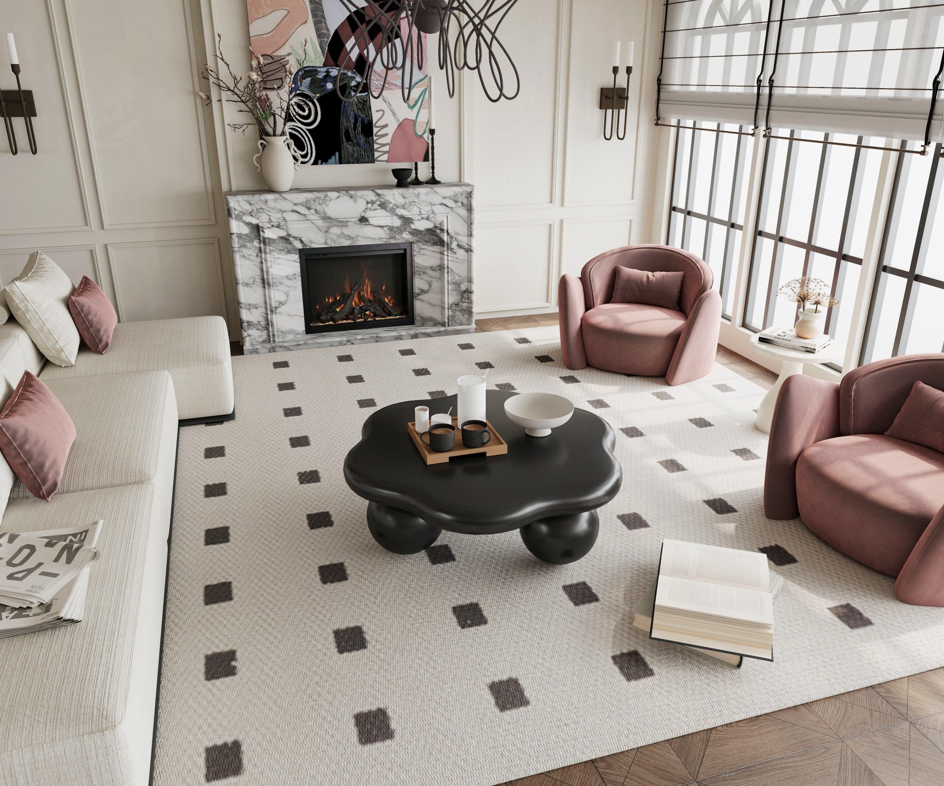Black Cloud Shaped Coffee Table - Space Saving Design.