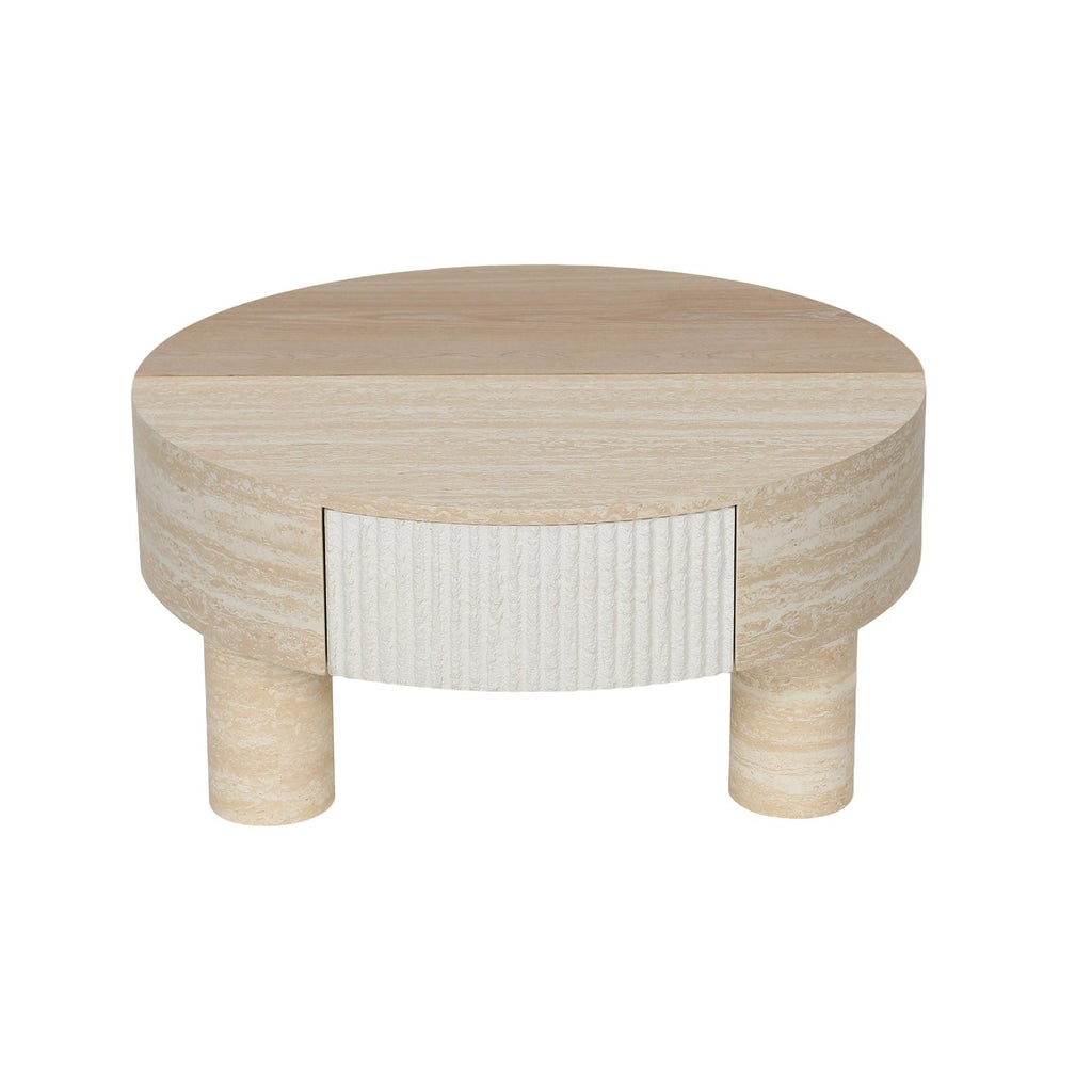 Round Coffee Table with Hidden Storage and Flip Top.
