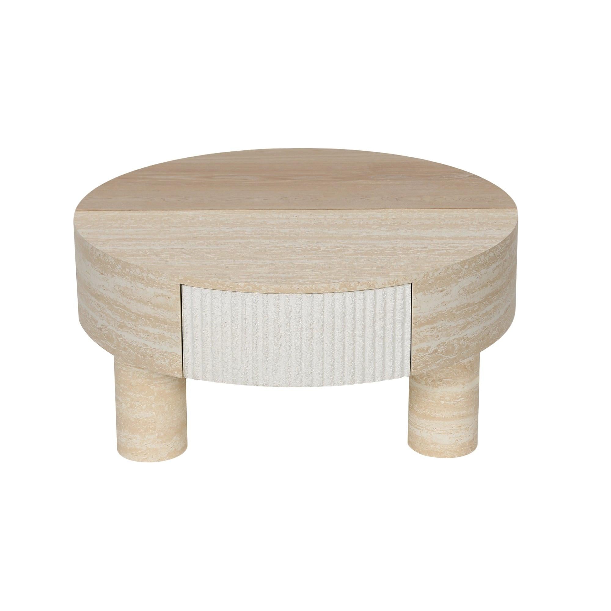 Round Coffee Table with Hidden Storage and Flip Top.