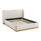 Queen Size Boucle Upholstered Bed with Wingback Headboard.