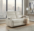 Contemporary Beige Faux Leather Double Reclining Loveseat