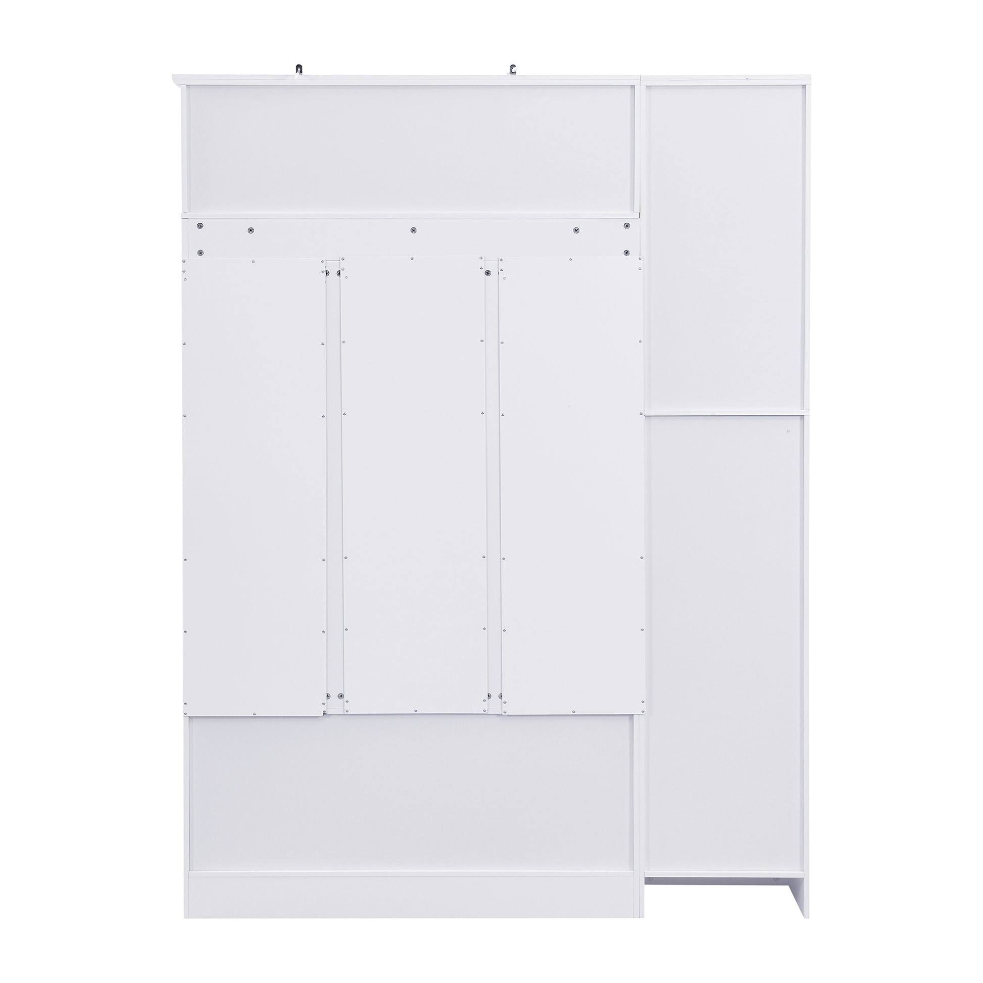 U-Can 79'' Tall Modern Hall Tree with Shoe Storage, 4-in-1 Entryway Bench with 6 Cabinets, 4 Coat Hooks & Adjustable Shelf for Hallway, living room, White
