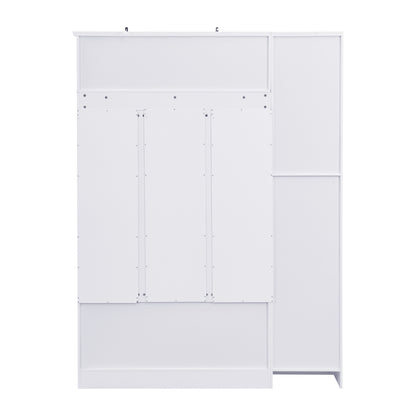 U-Can 79'' Tall Modern Hall Tree with Shoe Storage, 4-in-1 Entryway Bench with 6 Cabinets, 4 Coat Hooks & Adjustable Shelf for Hallway, living room, White