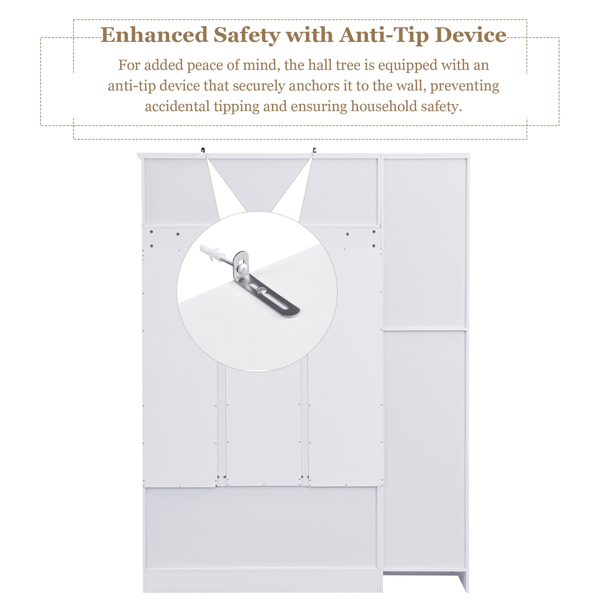 U-Can 79'' Tall Modern Hall Tree with Shoe Storage, 4-in-1 Entryway Bench with 6 Cabinets, 4 Coat Hooks & Adjustable Shelf for Hallway, living room, White