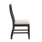 Side profile of Espresso Finish Dining Chair showcasing ergonomic slat back and padded upholstered seat.