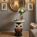 Owl Accent Table - Art Deco Animal Statue for Livingroom.