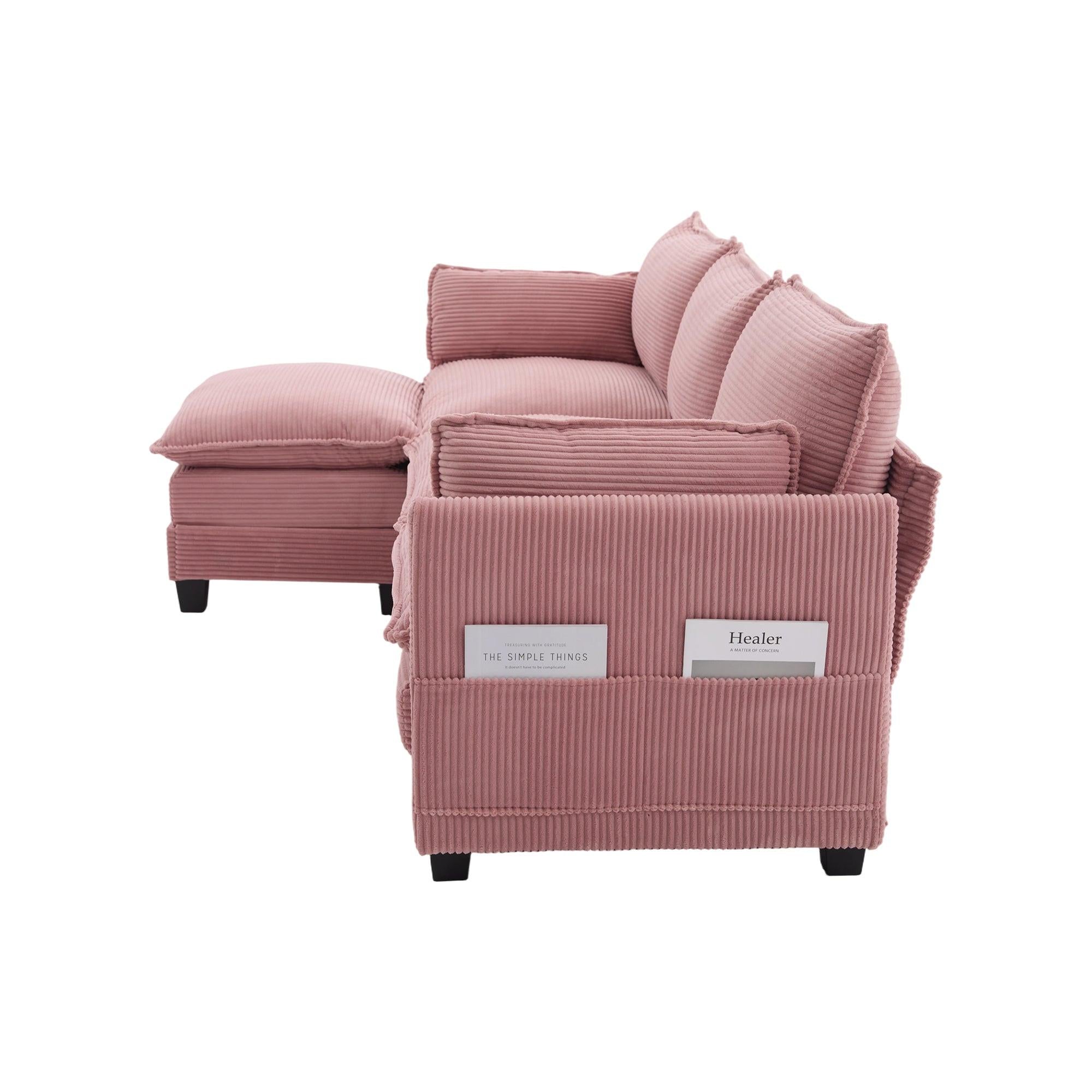 Oversized Modular Sectional Sofa with Movable Ottoman.