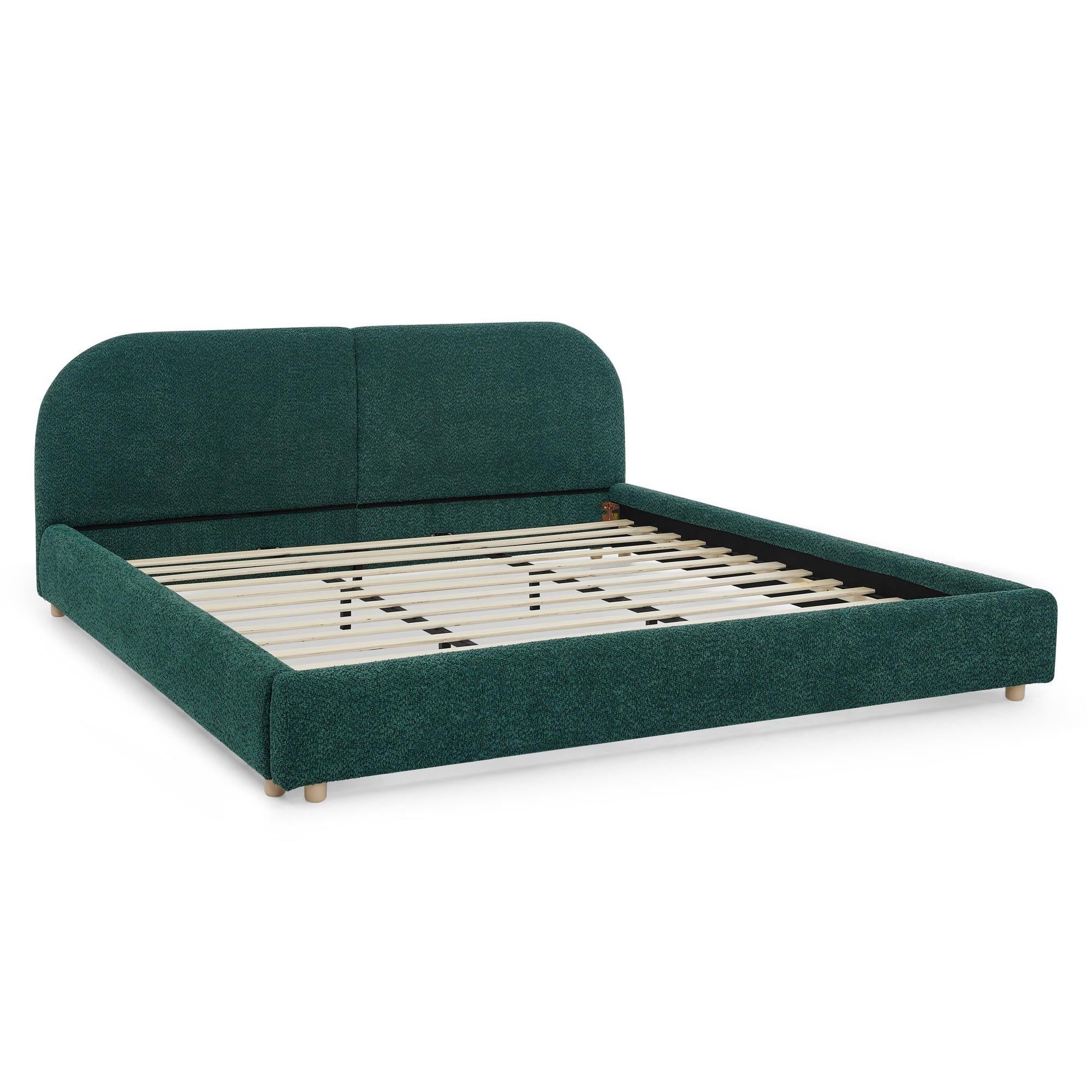 King Size Upholstered Bed Frame with Curved Headboard.