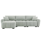Modular sectional sofa with ottoman in left-facing configuration, ideal for modern living spaces with flexible seating.