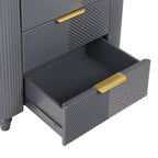 Mid-Century Nightstand with 3 Drawers in Dark Gray.