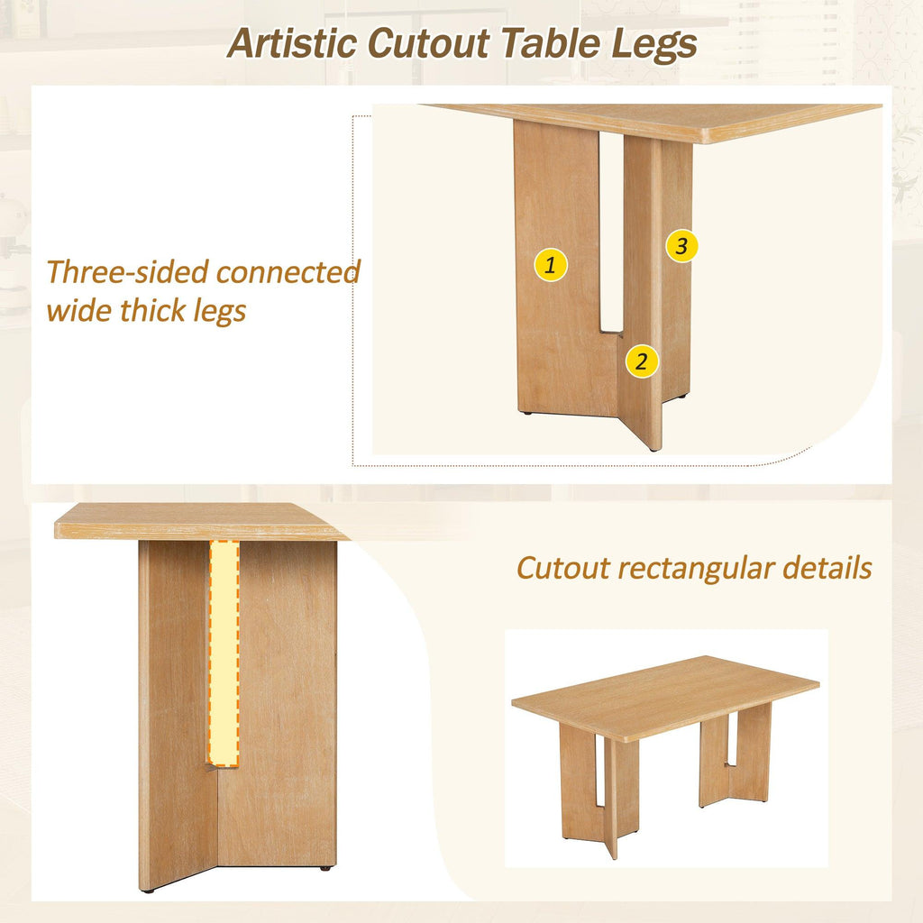 TREXM Farmhouse Wood Dining Table Set for 6 with Chairs.