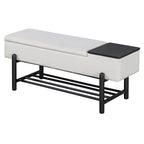 TREXM Farmhouse Upholstered Storage Bench with Hidden Compartment, Modern Entryway Bench for Living Room, Entryway, and Hallways (Black)