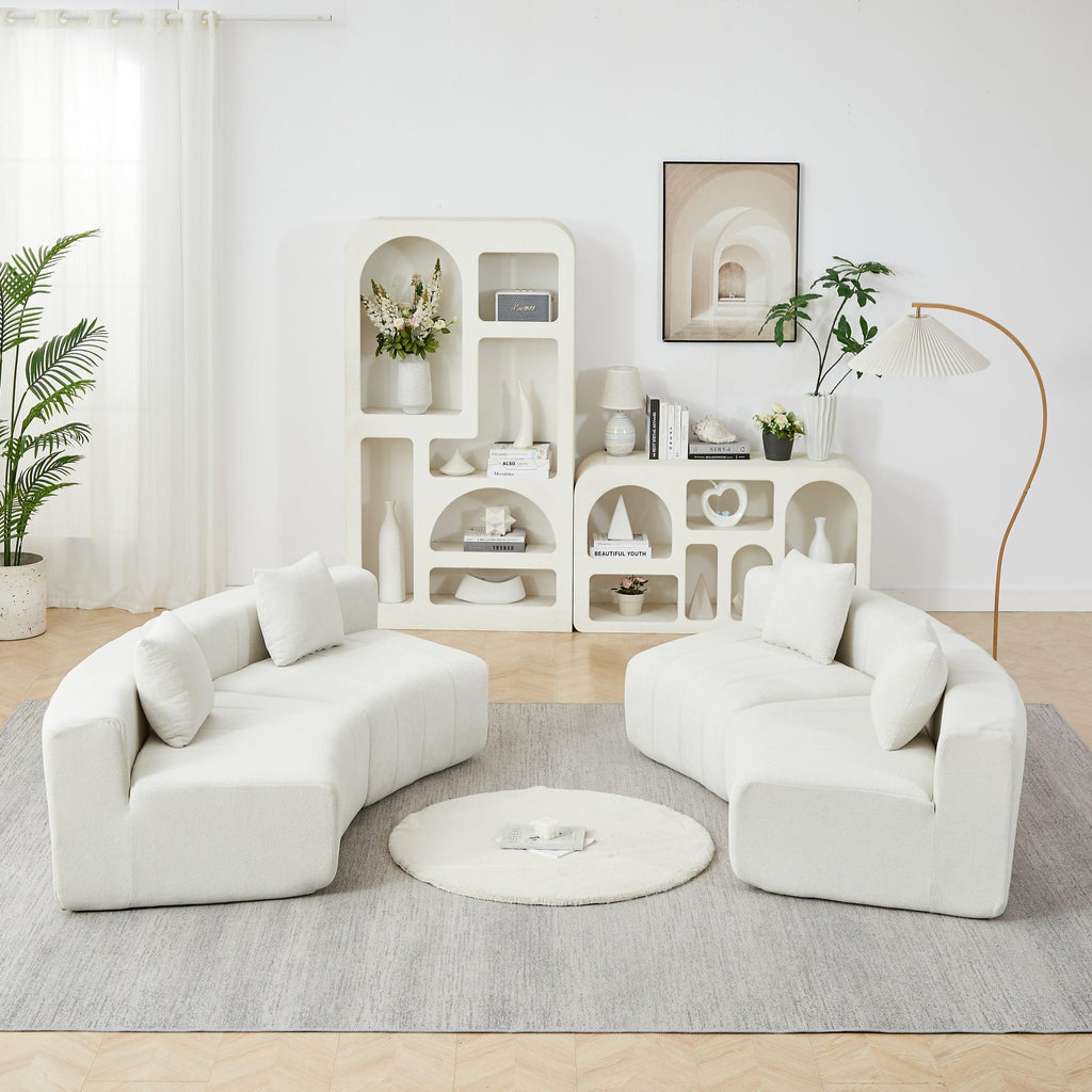 Chenille Curved Sectional Sofa - Versatile Comfort Design.