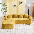 Yellow Chenille L-Shaped Sofa with Comfort and Style.
