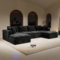 Black Modular Sectional Sofa - No Assembly Needed.