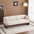 Modern Three-Seater Boucle Sofa - Beige Upholstered Couch.