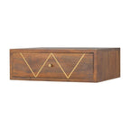 Solid wood Floating Chestnut Brass Bedside.