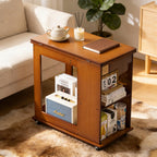 Bamboo Folding Edge Table with Movable Storage.