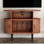 Mid Century Modern Record Player Stand with Charging Station.