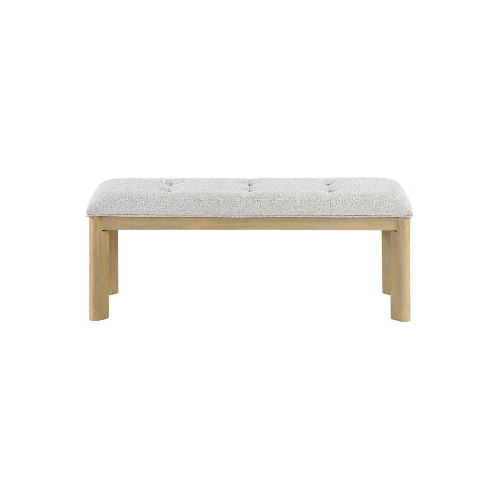 Morgan 48-Inch Natural Wood Dining Bench with Tufted Upholstery